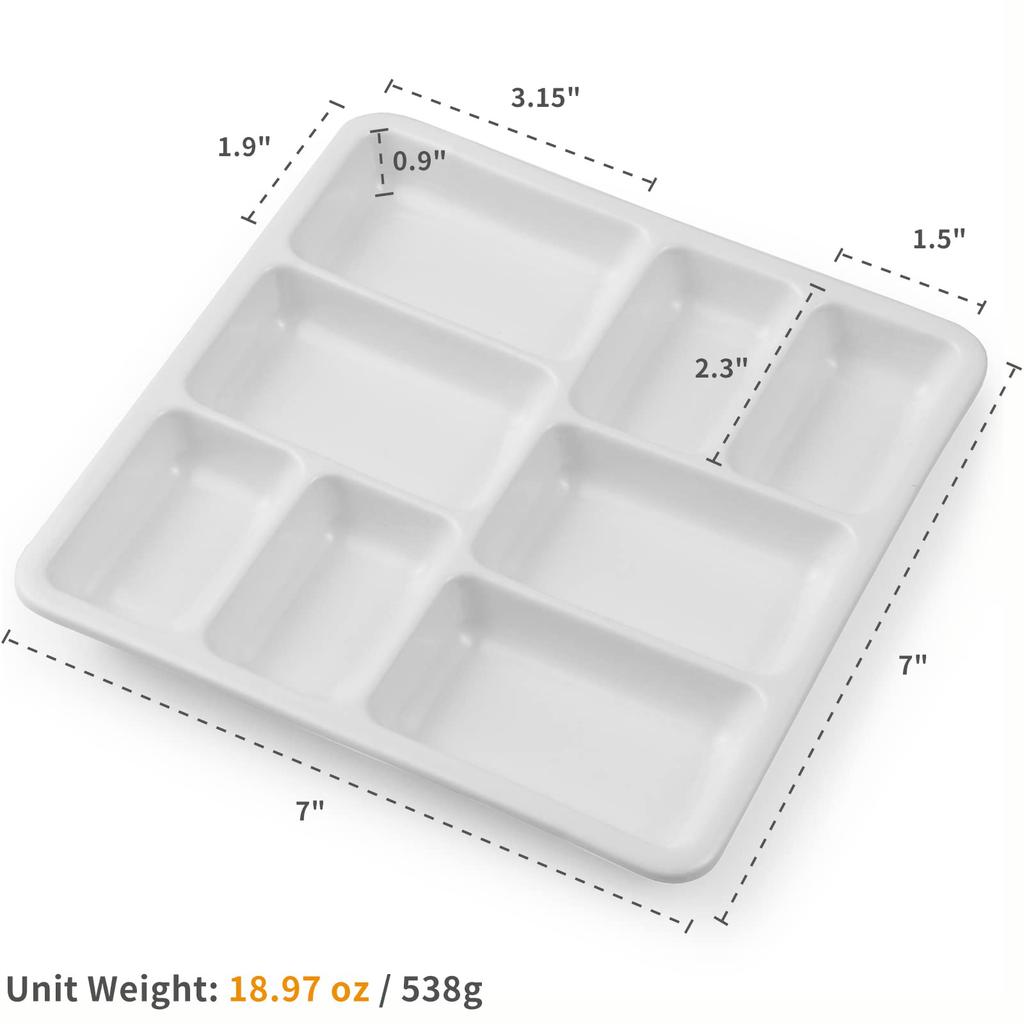 MEEDEN Ceramic Watercolor Palette, 8 Holes, Easy to Clean, Convenient for Color Sorting, Mini Square, 19 x 19 x 2.3 cm