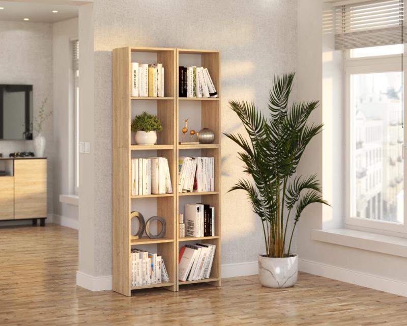 Office Bookcase Sonoma Oak 40 CM 5 Shelves Standing Column for Living Room