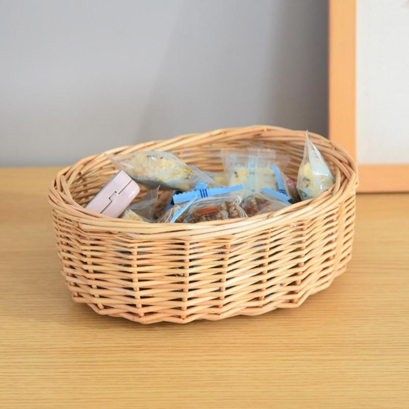 Handwoven Rattan Fruit Tray For Home Use Natural Materials Large Capacity Easy to Clean for Kitchen or Dining Room