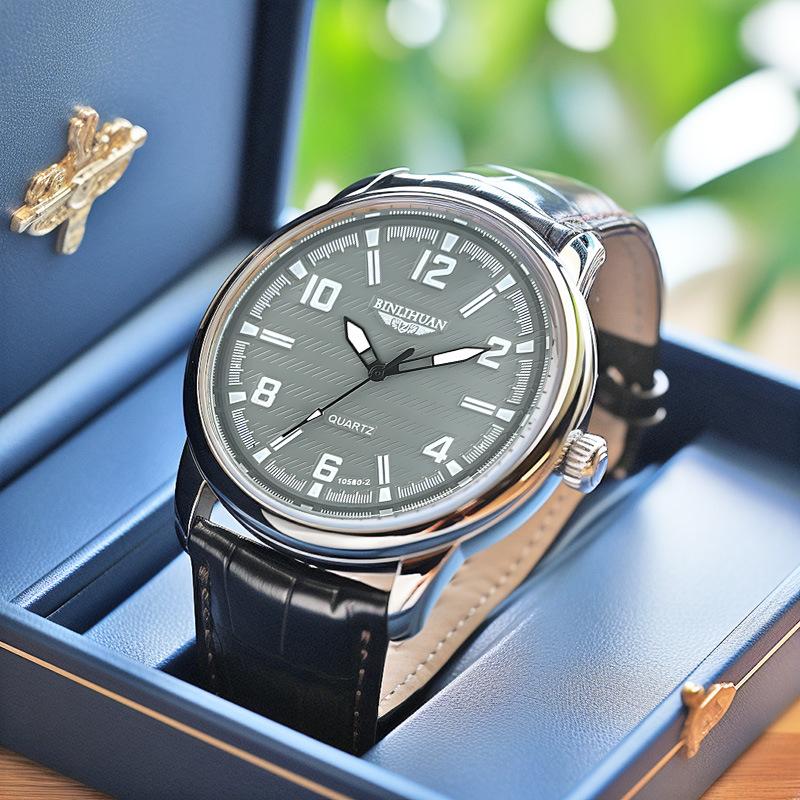 Men Wristwatch Business Watch Quartz Clock Leather Watches