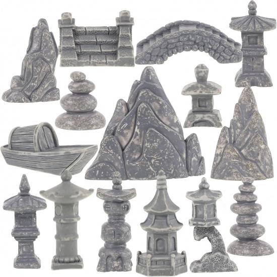 Milisten 1 Set Mini Pagoda Statue Resin Rockery Bonsai Decor Tiny Pavilion Figurine Miniature Zen Garden Accessories for Micro Landscape Sand Table