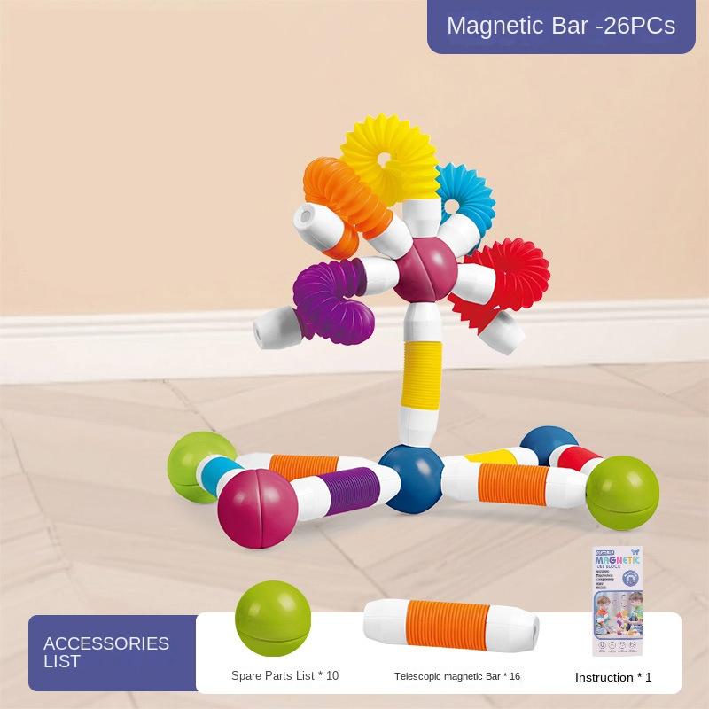 Non-Toxic Childrens Magnetic Building Set Soft Grip Versatile And Scalable Magnetic Rod Blocks Early Education Puzzle Stem Sensory Toy