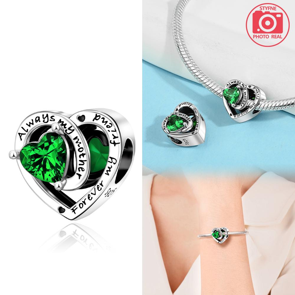 Copper Colors Heart Charms Month Birthstone Series Beads Fit Original Bracelet Diy Fine Jewelry Gift For Women