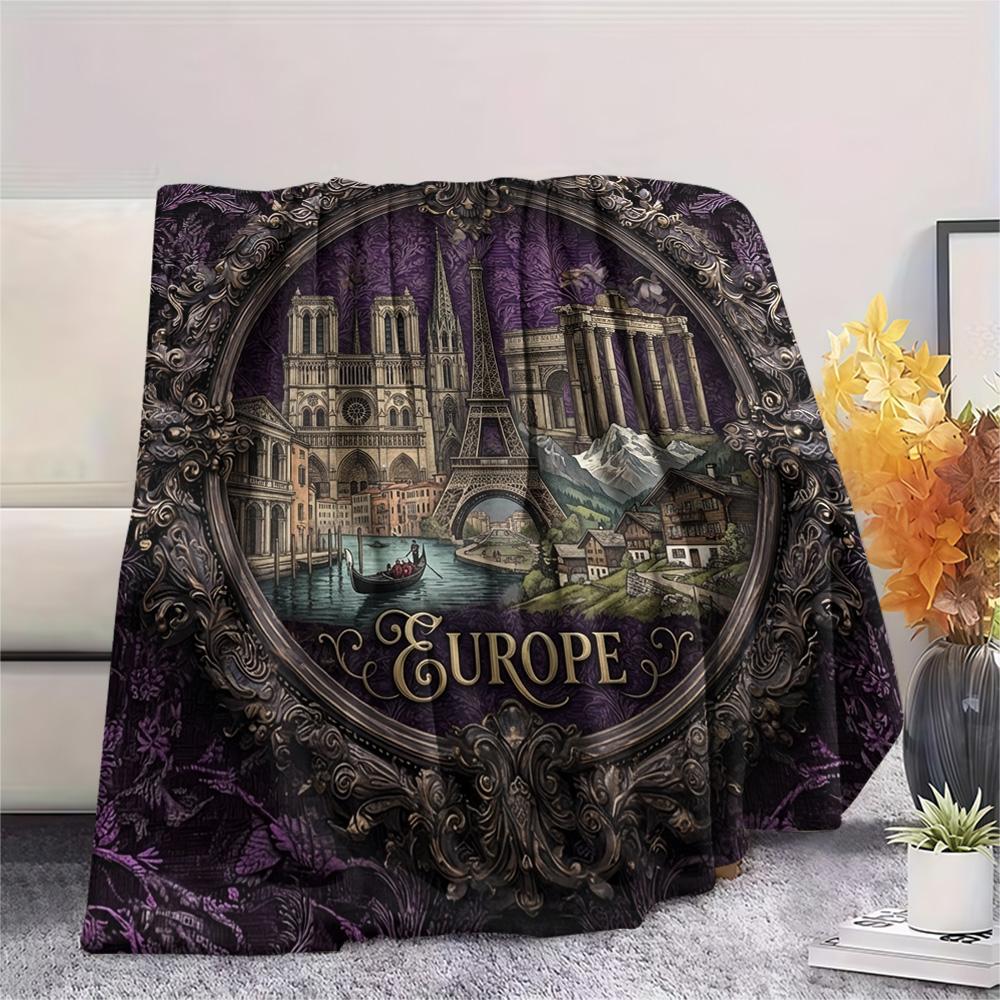 1Pc Alien Earth Print Flannel Blanket, High Quality Comfortable for All Seasons, Home Decor, Warmth and Comfort, Perfect for Christmas Gifts