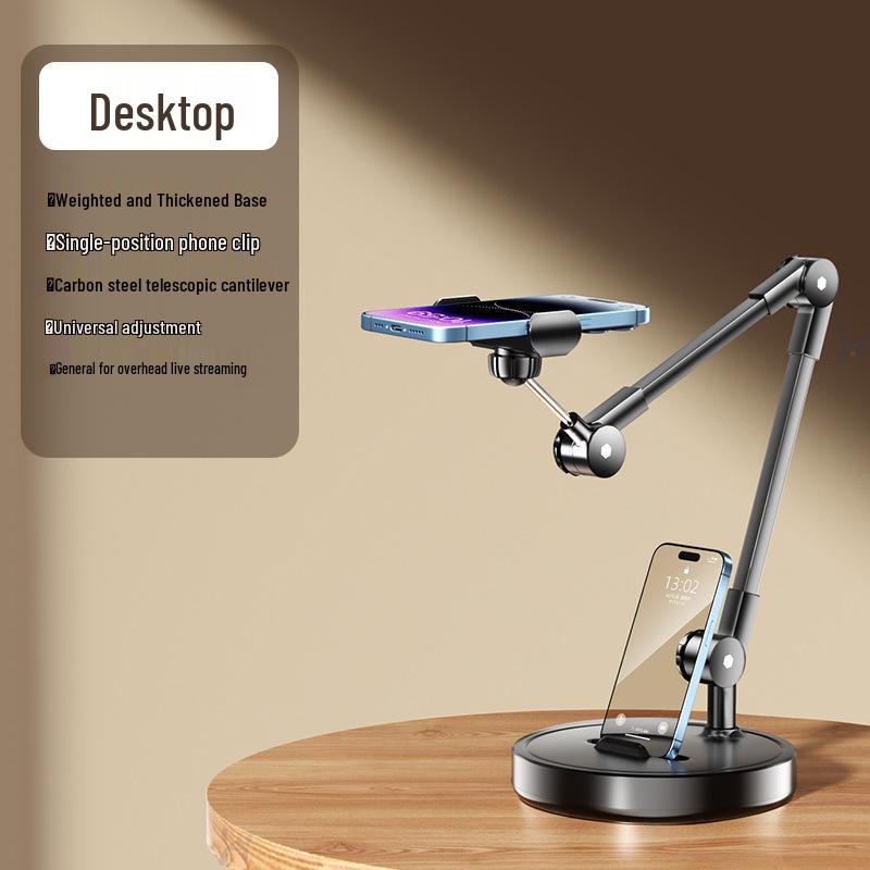 Professional Overhead Shot Mobile Phone Holder: Desktop Tripod Selfie Stick for Food Photography, Video Recording, and Online Classes.