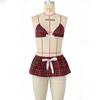 Red Plaid Sexy Skirt Set: European & American Temptation Lingerie