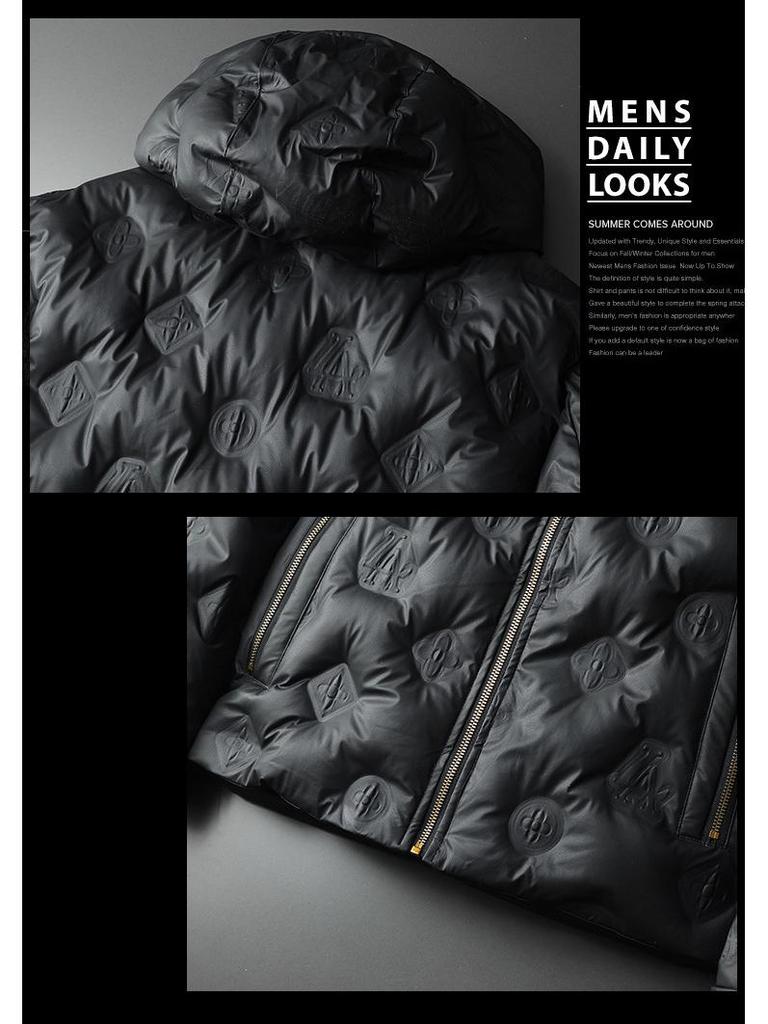 Luksusowa męska kurtka puchowa z kapturem - Europejska wysokiej klasy 90 biały puch kaczy zimowy płaszcz