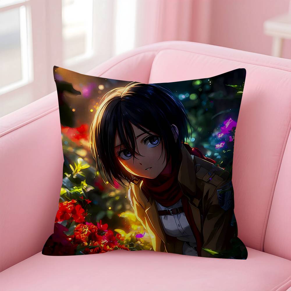 Anime AAttack On Titan Mikasa Ackerma Pillow Cushion Cover Pillowcase Living Room Sofa Home Decor Customized