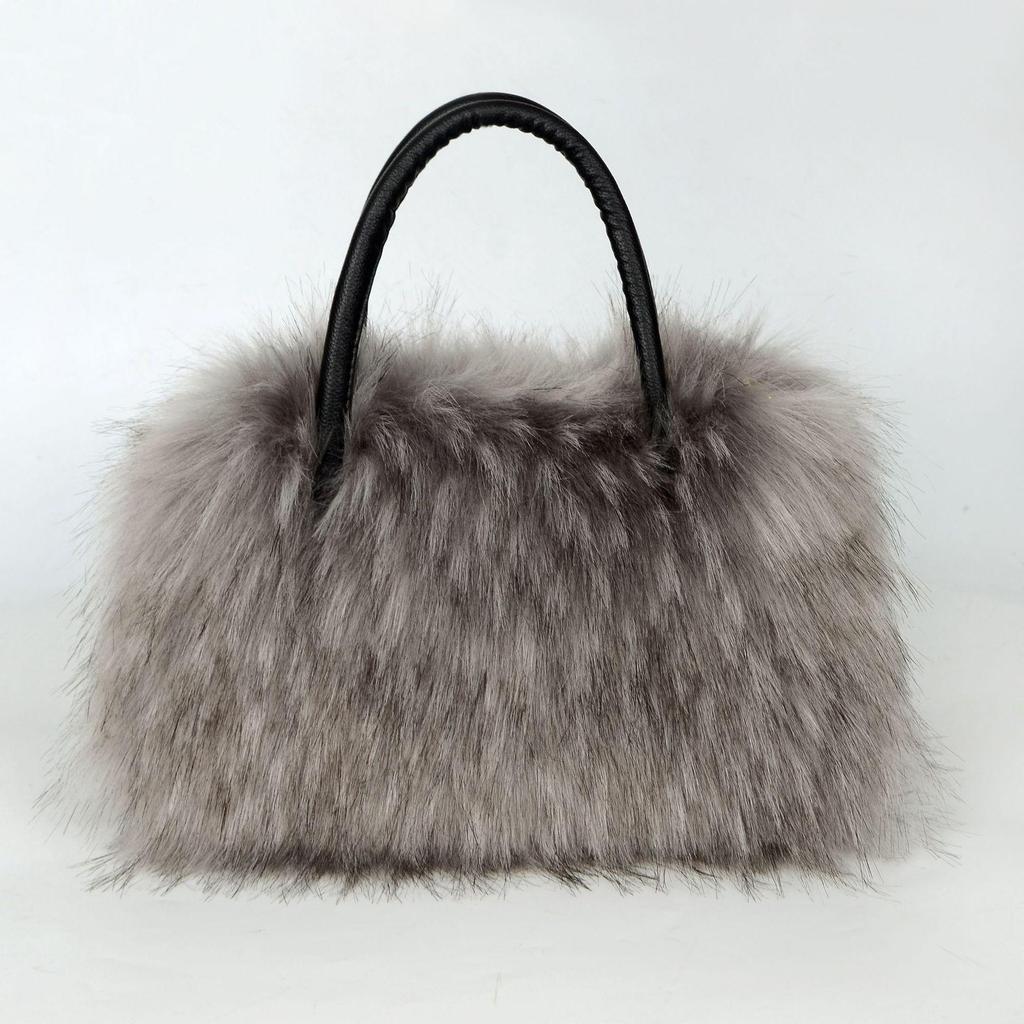 2024 Faux Fox Fur Plush Tote: Versatile & Stylish Handbag
