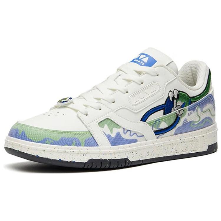 Anta AOYU Slip Resistant Abrasion Resistant Low Top Skateboard Shoes Men's White Green 112329231-2