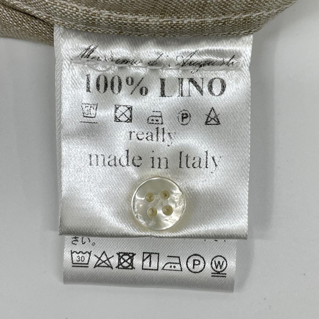 Massimo d'Augusto Beige MAX6 100% Linen One-Piece Button-Down Shirt Tops M beigeUsed