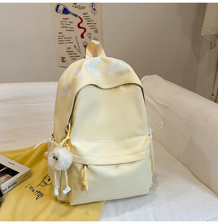 School bag Mori casual simple versatile college student school bag fresh and sweet solid color with letters light large capacity backpack