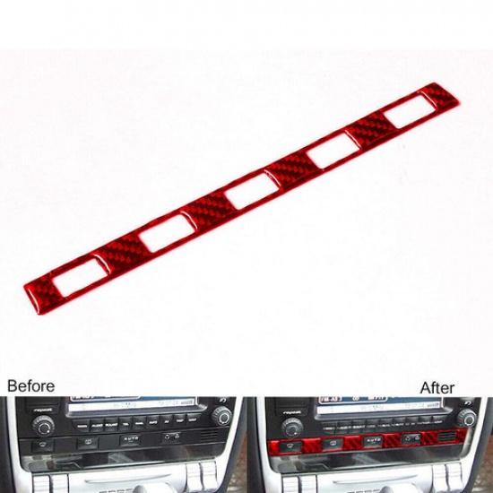 Red Carbon Fiber Center Console AC Switch Cover Trim For Porsche Cayenne 2003-10