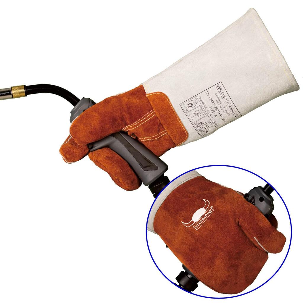 [STEERSOTUFF] Weldas Premium High-Heat Welding Gloves, COMFOflex® and Wool Lining, Heavy-Duty Leather Cuff, One-Finger Mitten, 10-2900XL-MIT, Coffee B