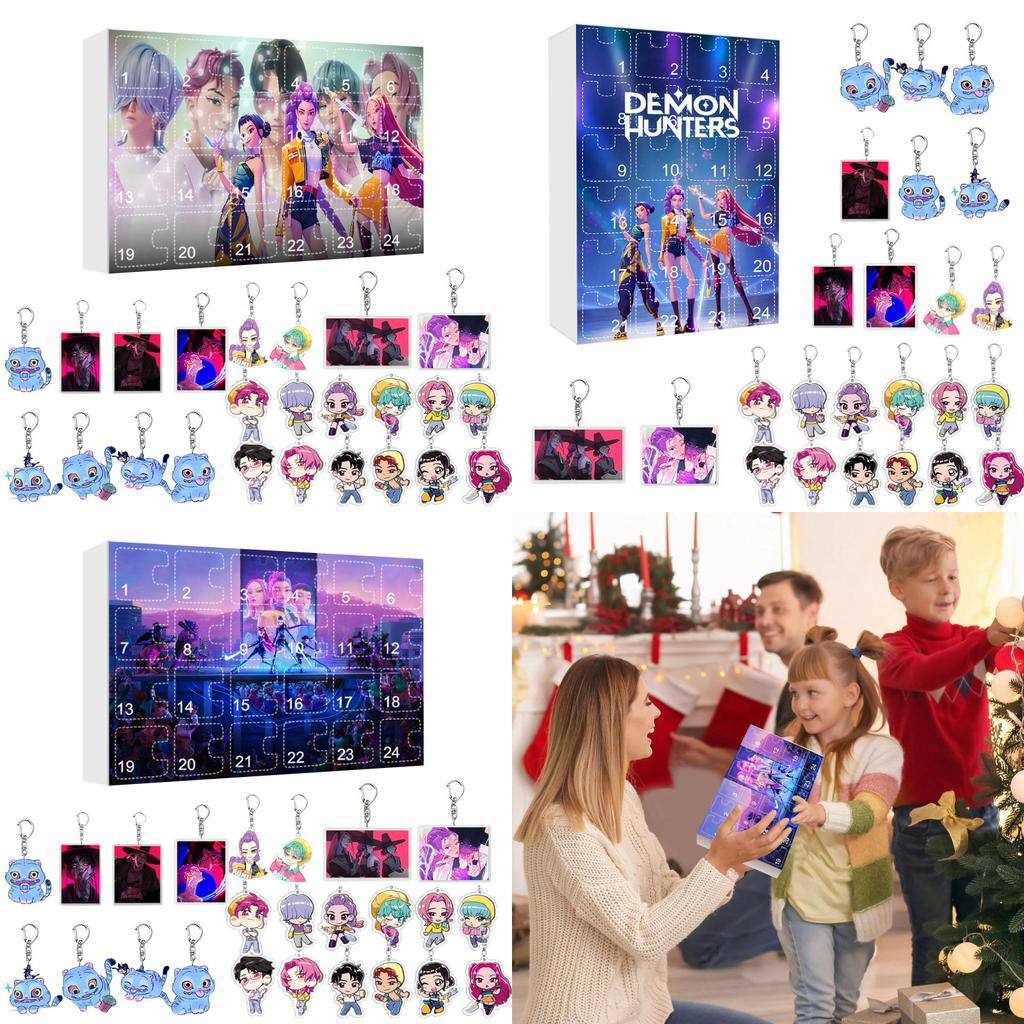 Kpop Demon Hunters Christmas Calendar Acrylic Keychain With Hanging Ornament For Fans And Collectors
