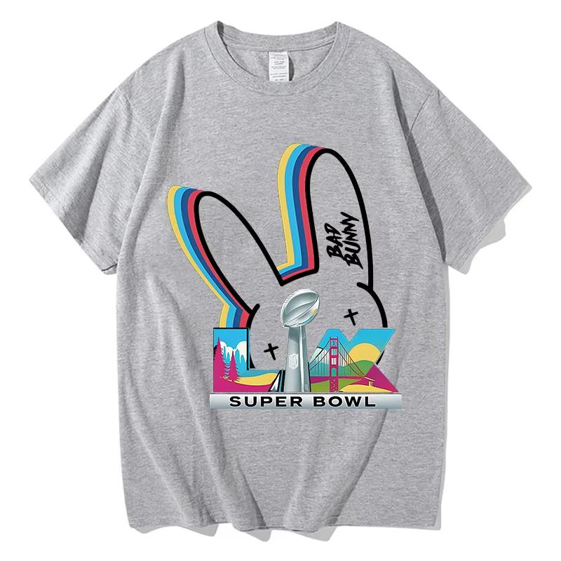 Bad Bunny Super Bowl Tshirts Short Sleeve Pure Cotton Oneck Fashion Tshirts Men Women Clothing Unisex Streetwear Hip Hop Tops