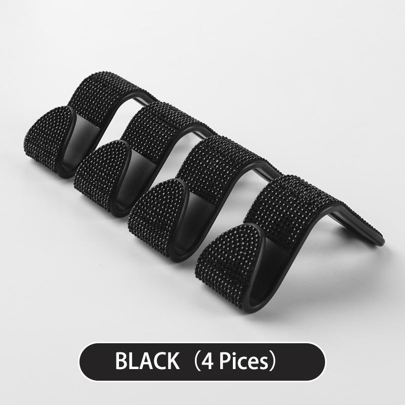 4PCS Car Seat Hook Rhinestone Rear Rotatable Invisible Multifunctional Storage Car Hooks Bold ABS Auto Seat Hooks