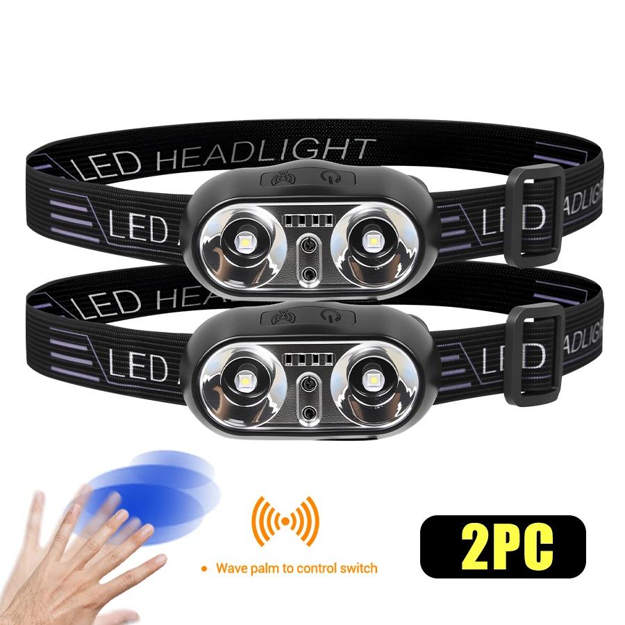 Induction LED Headlamps Mini USB Charging Headlight Camping Flashlight Led Head-Mounted Strong Light Fishing Portable Torch Lamp