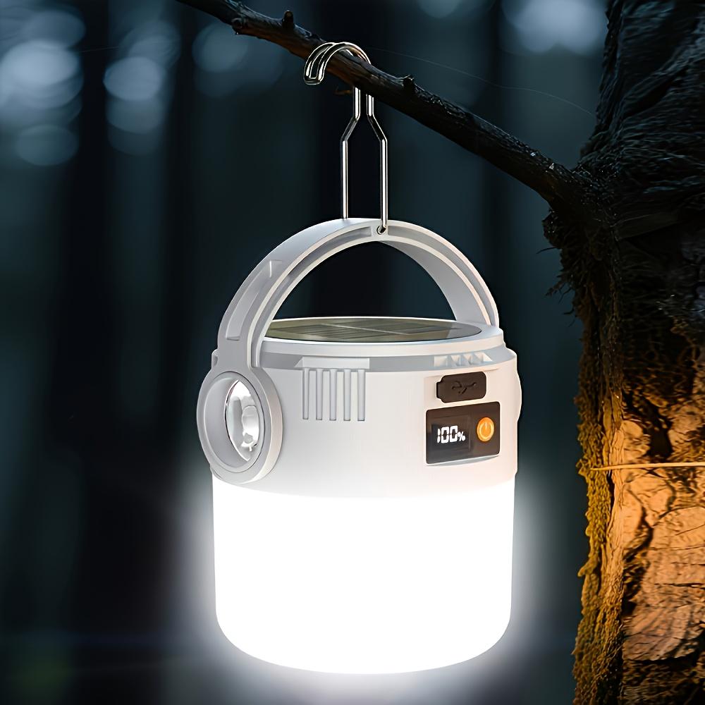 Solcelle campinglys USB oppladbart med metallkrok teltlys display batterinivå Utendørsaktivitet camping fiske Kompakt design