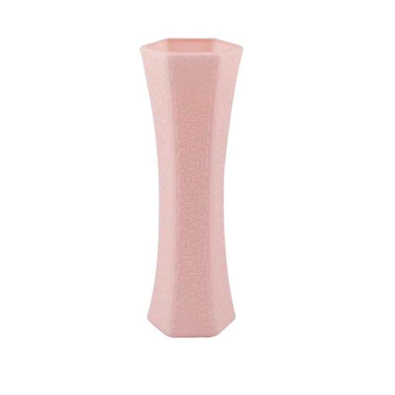 Plastics Vase For Flowers Plastics Flower Vases Unbreakable Modern Ceramic Look Geometric Ceramic Look Vase For Home Office Cafe