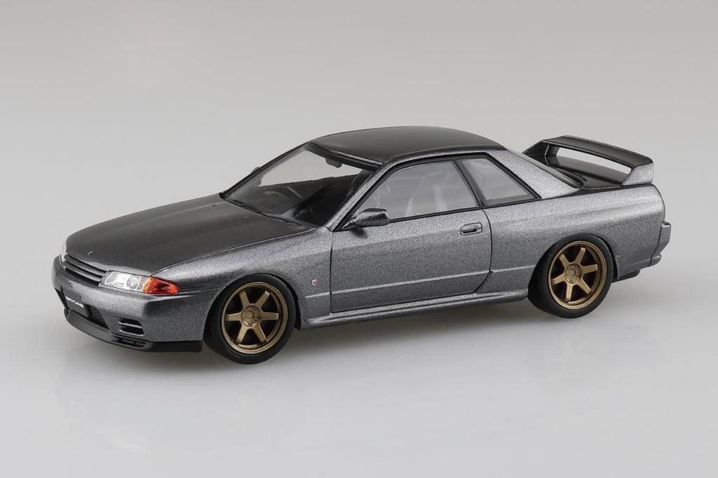 Aoshima Bunka Kyozai Rakupura Snap Kit Nissan R32 Skyline Custom Wheel Gray Scale Plastic Model Kit Co., Ltd. (AOSHIMA) No. 14CU-GG GT-R (Gunmetal
