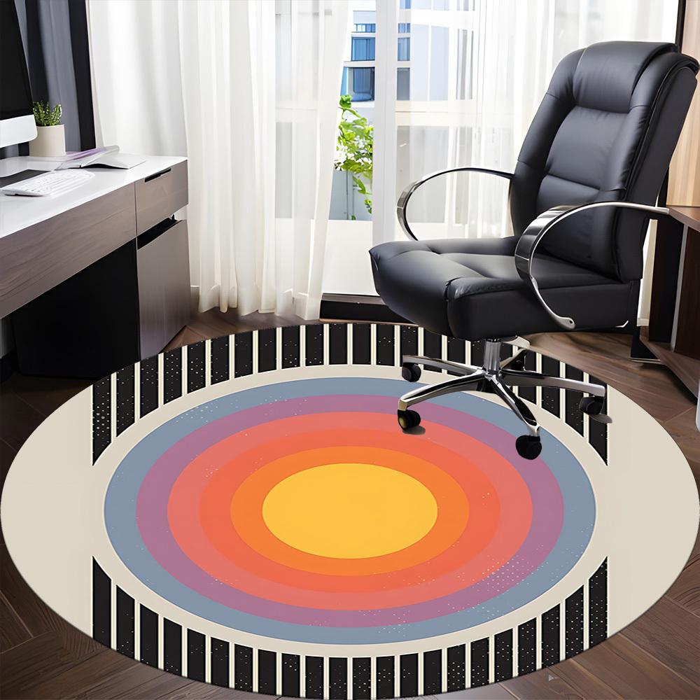 1pc Sunburst Gradient Office Round Area Rug, Indoor Mat Suitable For Office, Under Office Chairs Bedroom Living Room Home Decor, Room Deco