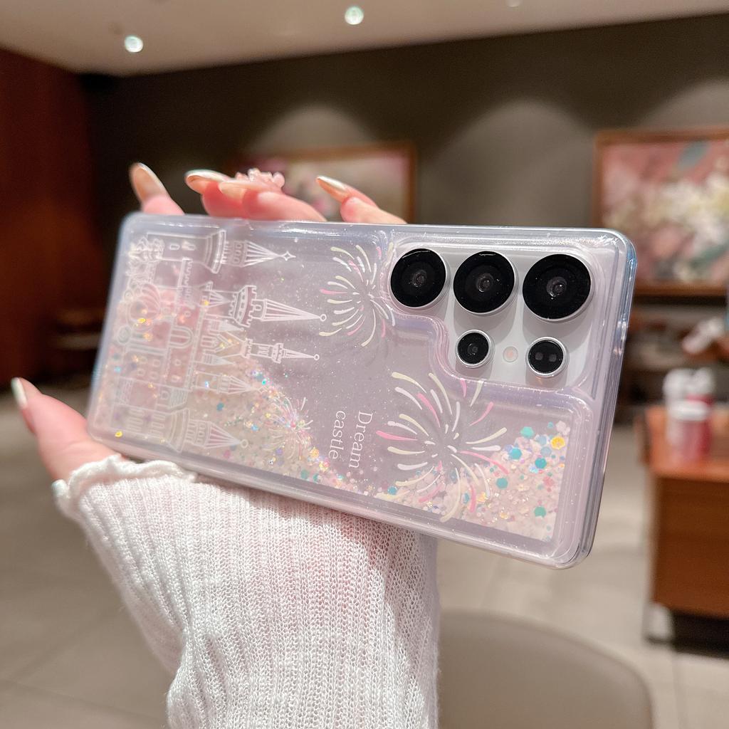 Y2K Castle Noctilucent Quicksand Glitter Case For Samsung Galaxy S25ultra S22 S23 S24 Ultra S25 Plus Transparent Silicone Cover