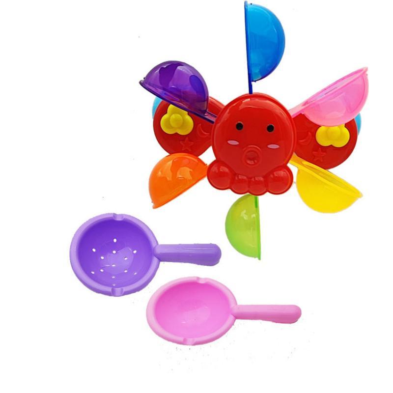 Rainbow Sucker Windmill Bath Toy Water Spray Colorful Waterwheel Interactive Fun Toy for Toddlers Baby Bath Time Play