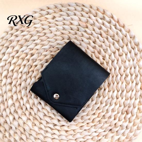 Hand-stitched Faux Leather Wallet Slim Wallet, Retro Snap Button Bifold Distressed Portable Card Holder for Men Women
