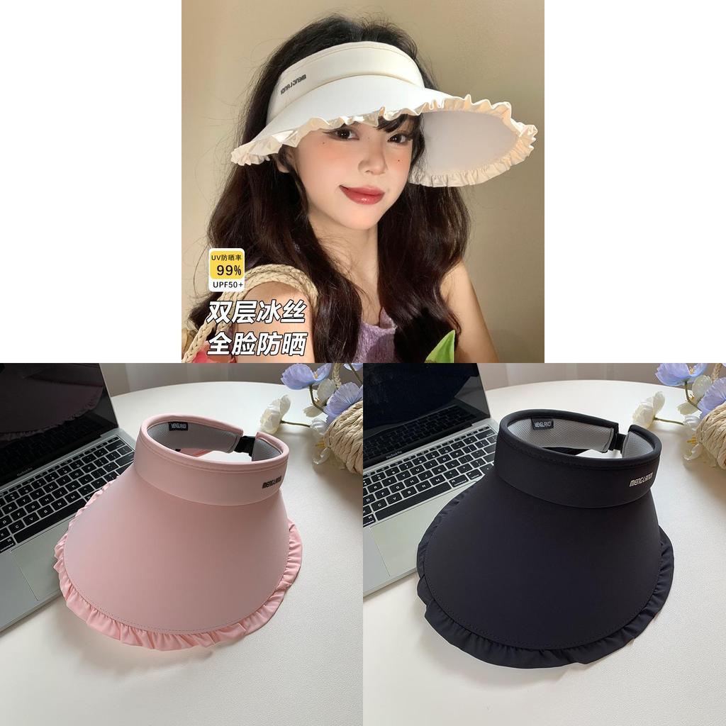 Summer Ice Silk Sun Hat For Women With Wide Brim Uv Protection And Foldable Design In Elegant Beige