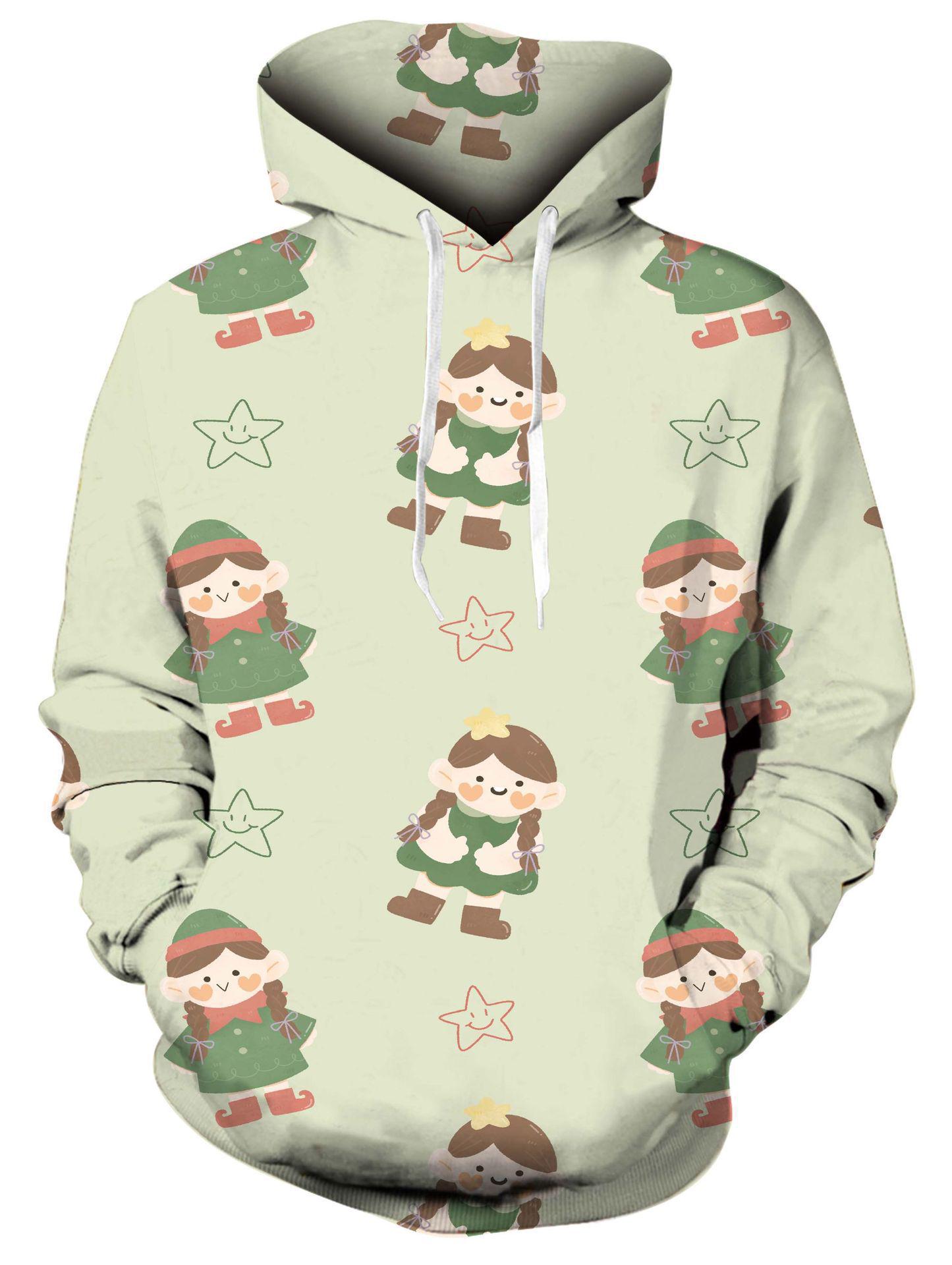 2025 Cross-Border Christmas Snowman & Yokai 3D Print Men s Casual Hoodie XL