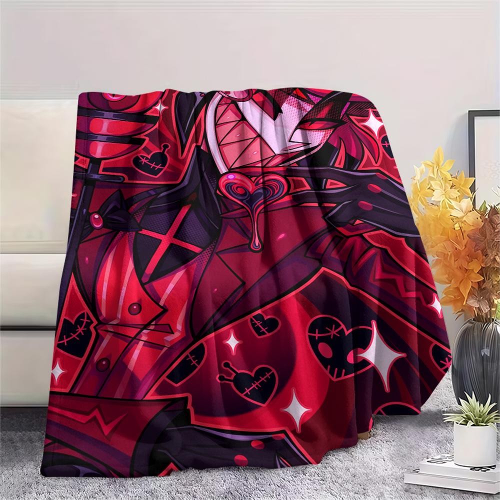 1Pc Alastor Anime Print Flannel Blanket, High quality Comfortable for All Seasons, Home Decor, Warmth and Comfort, Perfect for Christmas Gifts 55