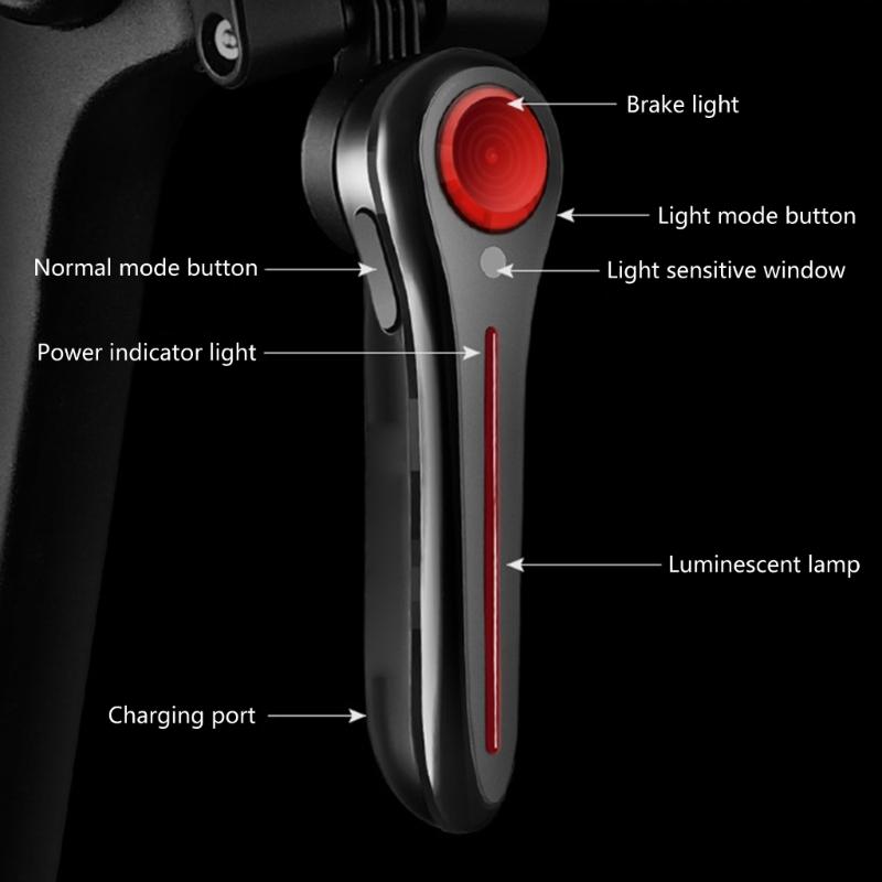 Luce Posteriore LED per Ciclismo Bicicletta Luce Posteriore Bicicletta Torcia Sicura Luci Posteriori Bicicletta Luce Posteriore Bicicletta con Sensore di Frenata