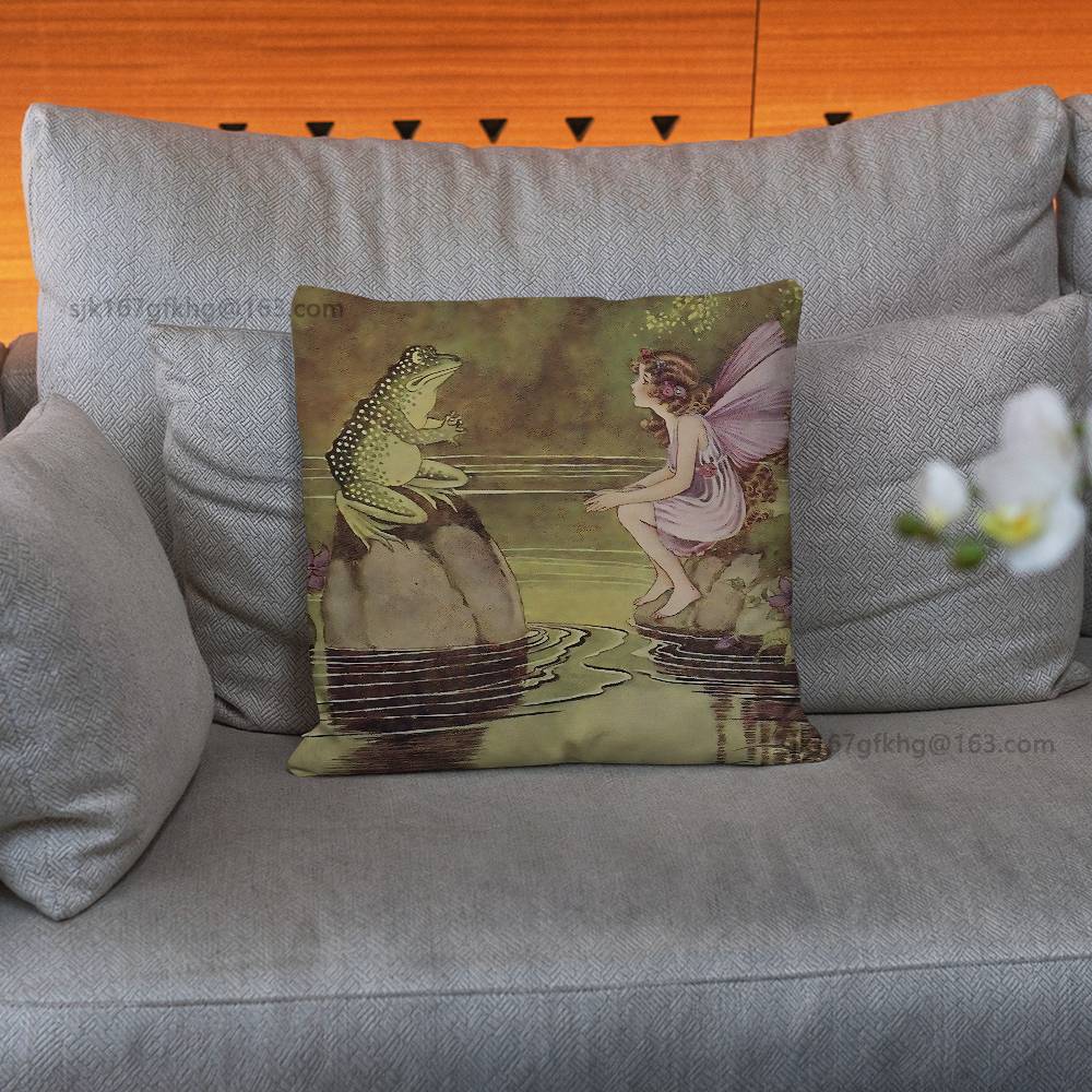 Vintage Frog Fairy pillow cover living room sofa cushion cover bedroom room bed pillow cover home decoration