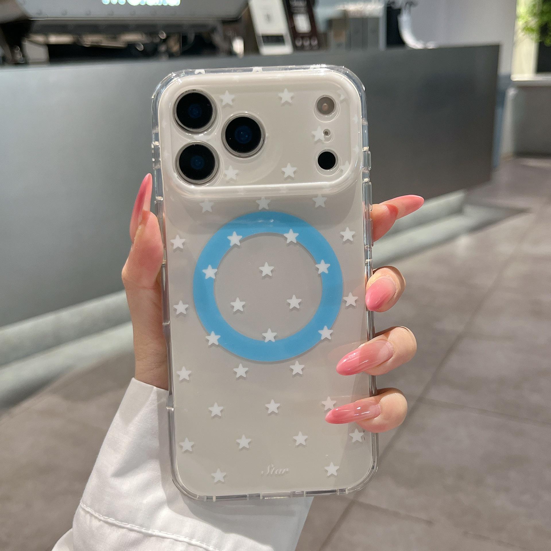 

Korean-Style Gradient Star iPhone Case with Magnetic Adsorption for iPhone 16/17 Pro Max (Fits 14/15) 16Pro