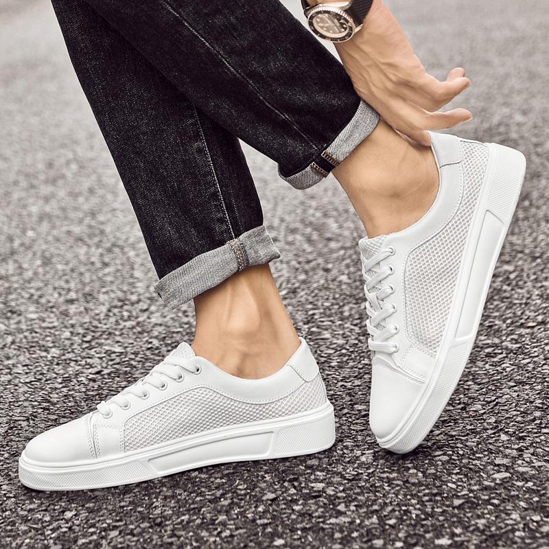 Fashion New Non-slip Flats Men Vulcanized Shoes Genuine Leather Men Sneakers Trend Casual Shoe Breathable Leisure Male Walking Shoes