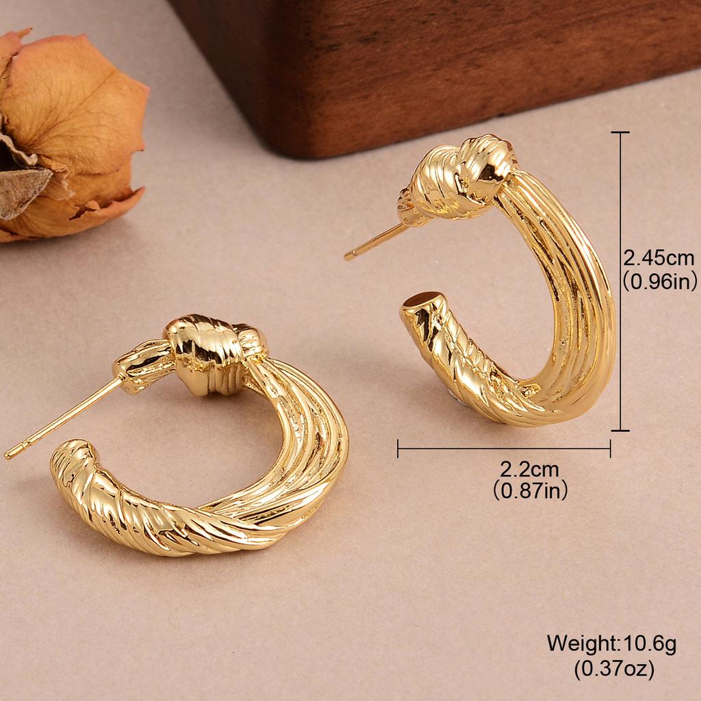 European and American cold wind knotted round earrings 925 retro design temperament stud earrings niche high-end earrings
