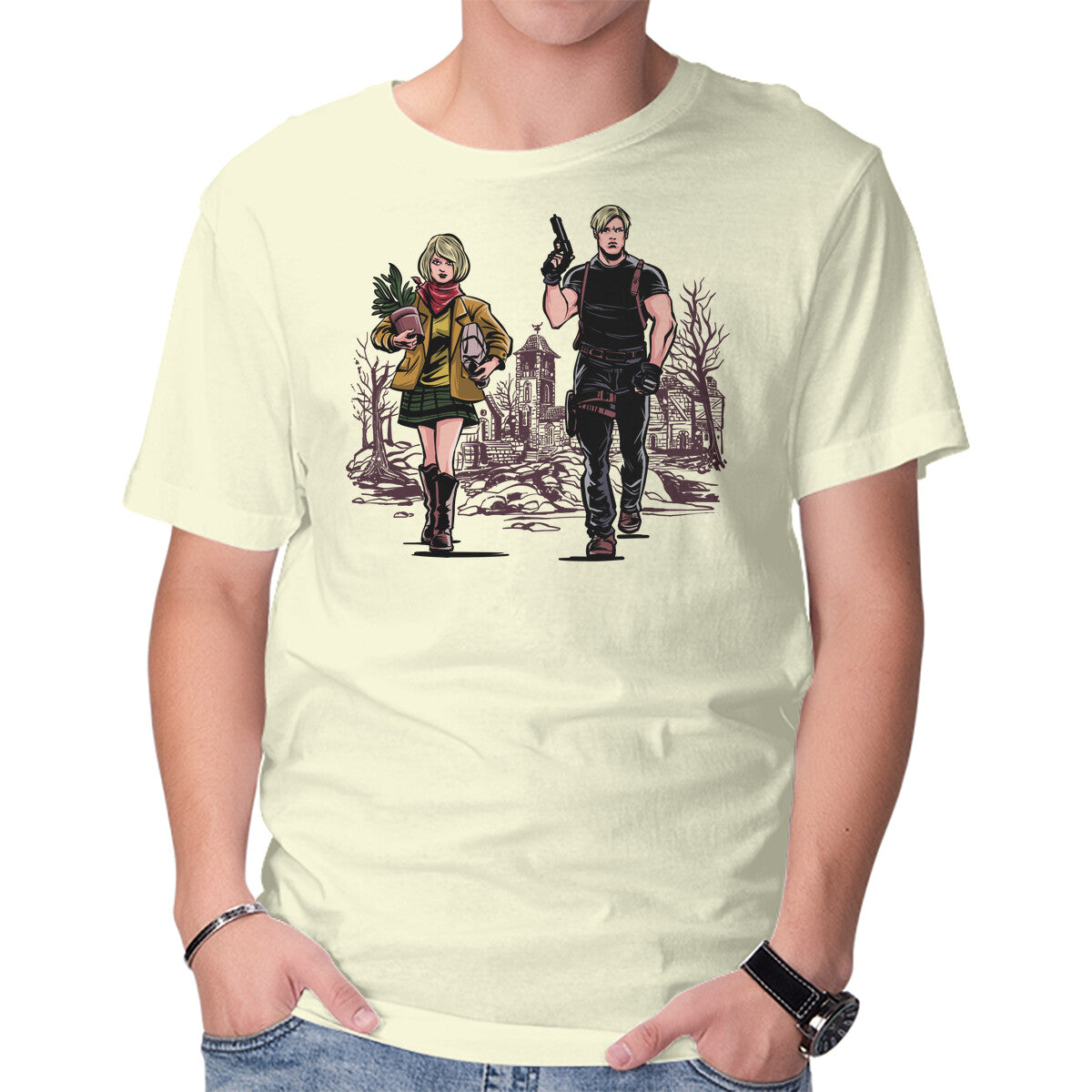 Unisex Crew Neck T-Shirt The Evil Graphic Short Sleeve Casual Tee S