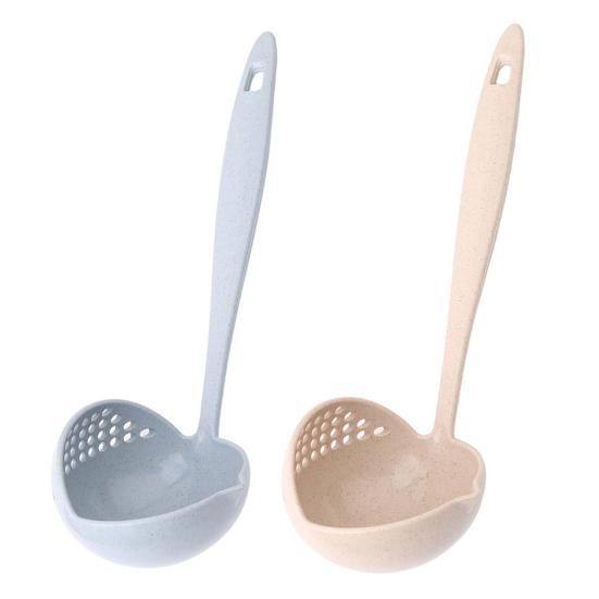 2-In-1 Long Handle Soup Ladle with Strainer Soup Spoon Essential Kitchen Tool for Cooking