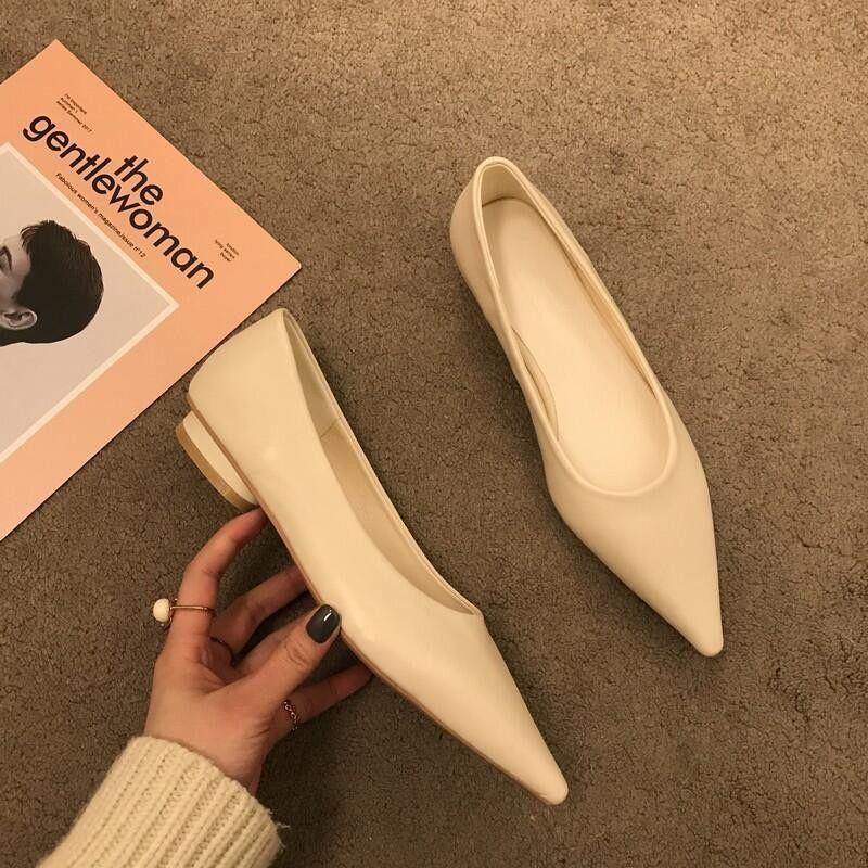2025 New Comfortable Single Shoes Women's Autumn Princess Shoes Pointed Head Shallow Mouth Real Soft Leather Low Heel Grandma Sho