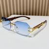 Luxury Brand Designer Sunglasses Man Woman Vintage Rimless Sun Glasses Women Uv400 Shades Eyewear Goggles Hombre