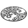 Tree of Life Wall Art 11.8in Round Decorative Metal Wall Plaque for Living Room Bedroom Indoor Outdoor Black
