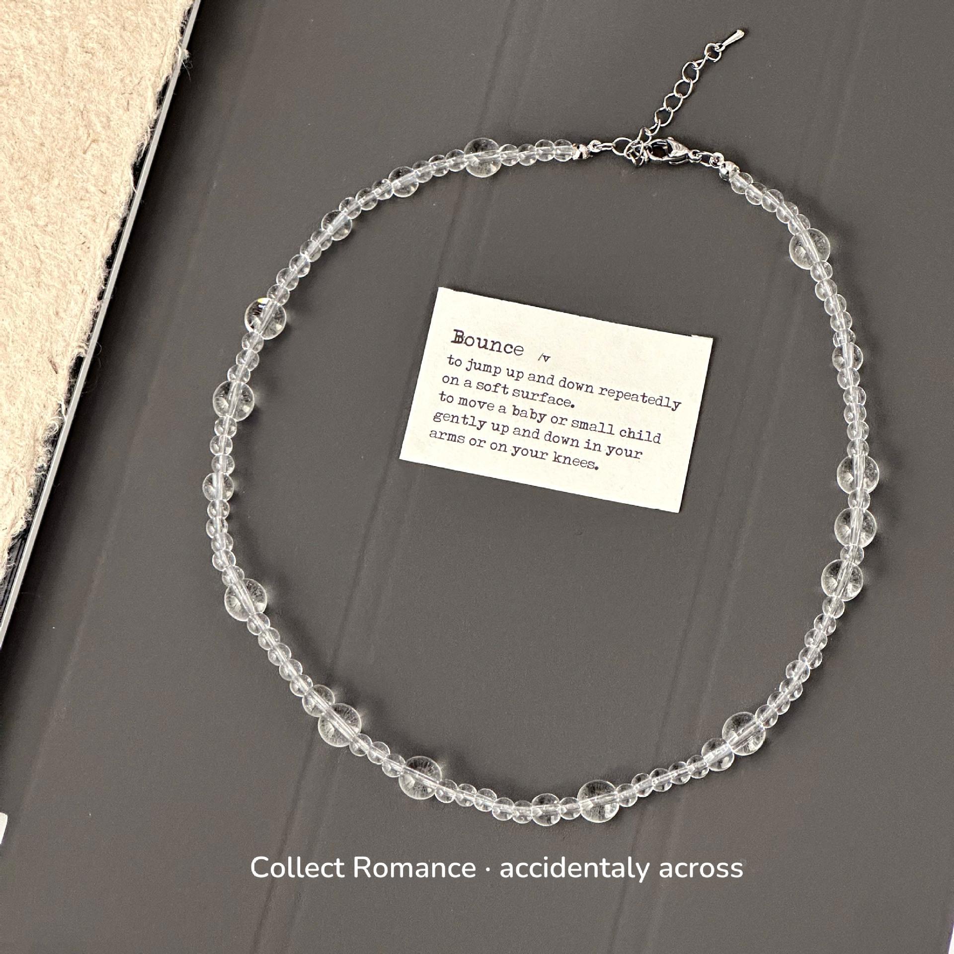 

Korean version of simple style handmade beaded smooth glass pearl personalized retro fashion necklace collarbone chain срібний