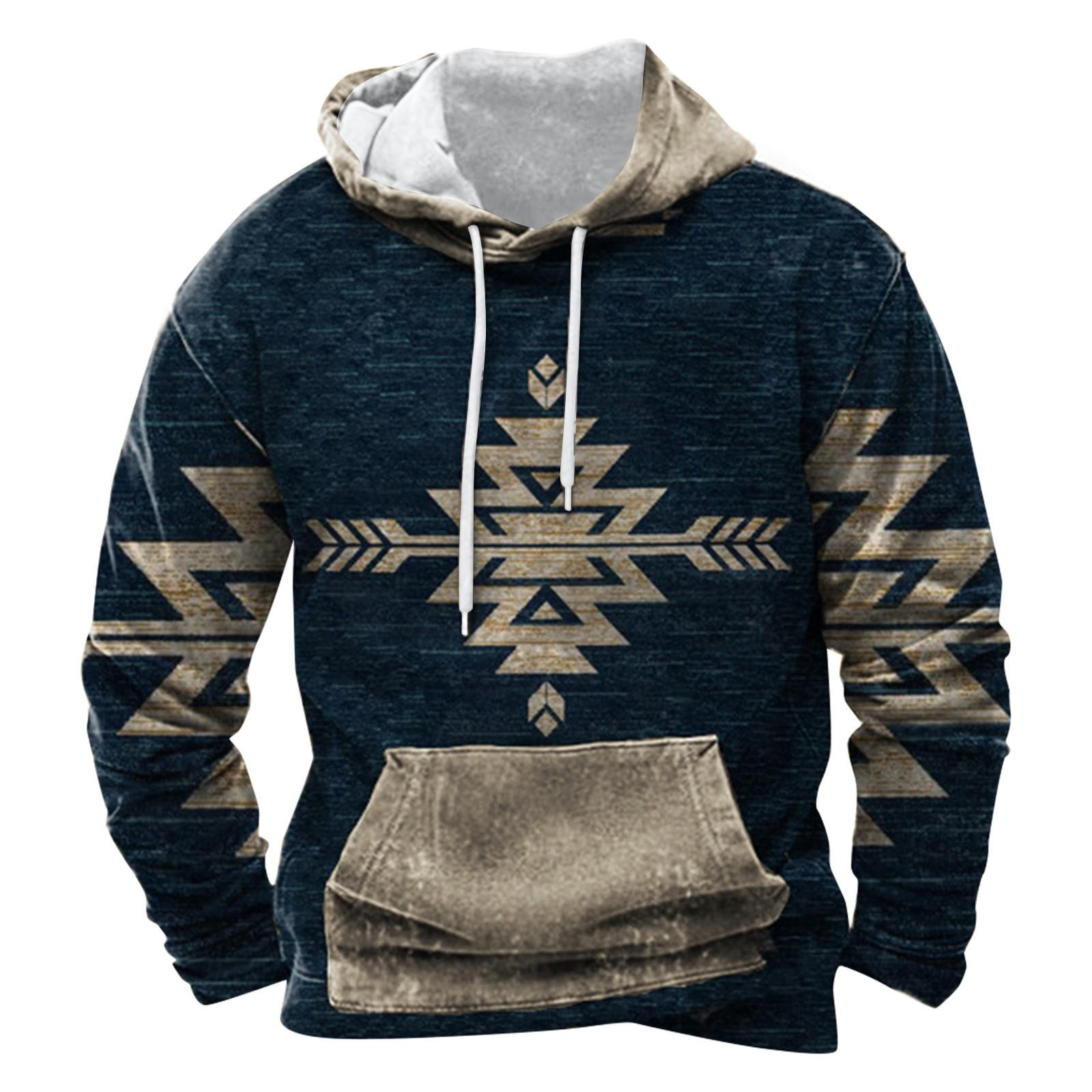 

Модный свободный мужской и женский свитер с капюшоном с длинным рукавом и принтом XXXXL темно-синий