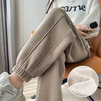 Lamb Fleece Sweatpants Women's Autumn and Winter Thickened Loose Feet Windproof Casual Guard Pants