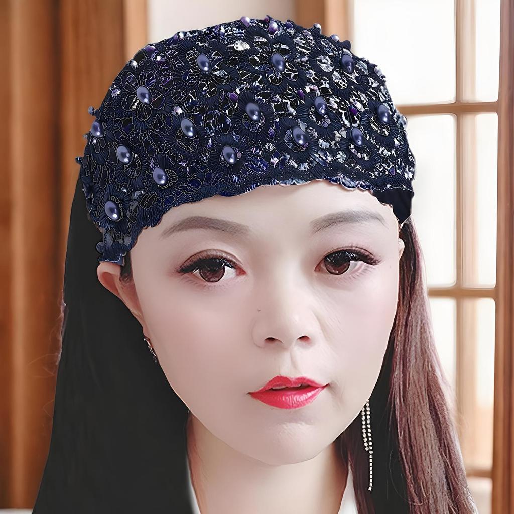 Fashionable Wide Lace Headband Anti-Slip Design Stylish Wide Embroidered Border Women's Knitted Hair Accessories Elegant Style