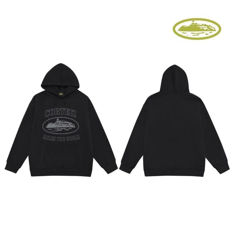 CORT Alcatraz Distressed Hoodie Men Streetwear Loose Fit Couple Sweatshirt Winter