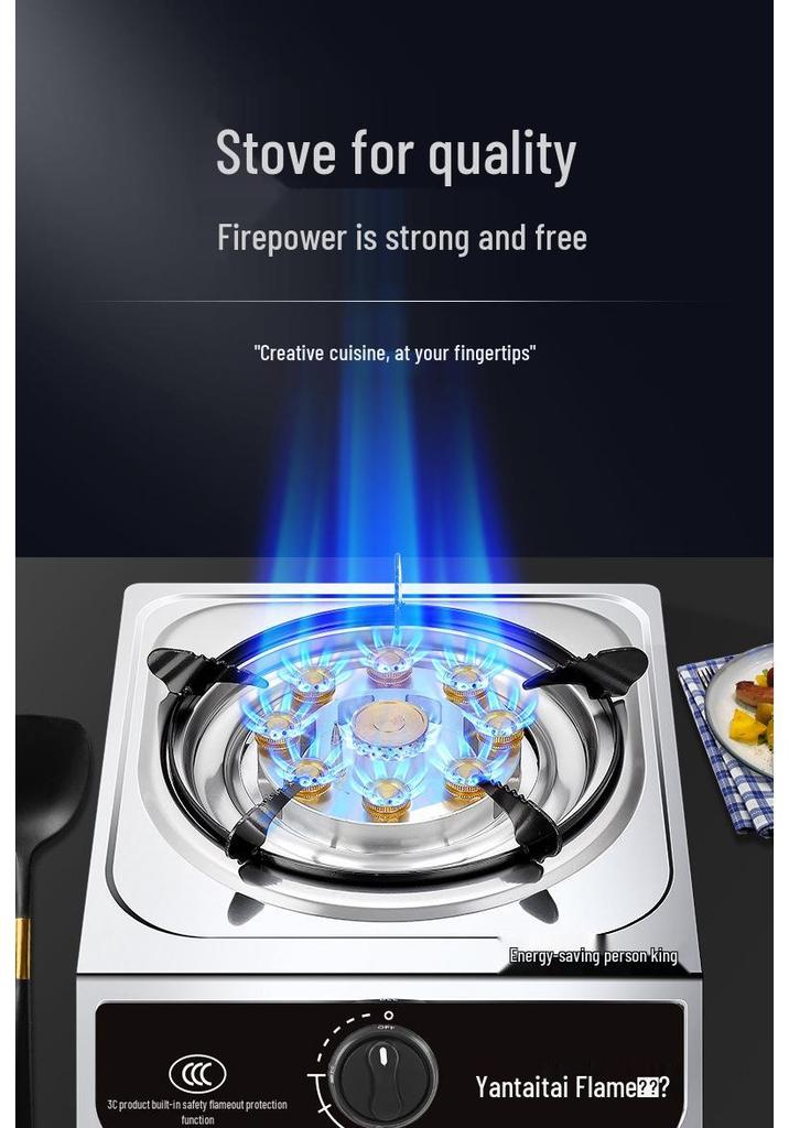 High-Power Single-Burner Gas Stove with Flameout Protection for LPG and Natural Gas