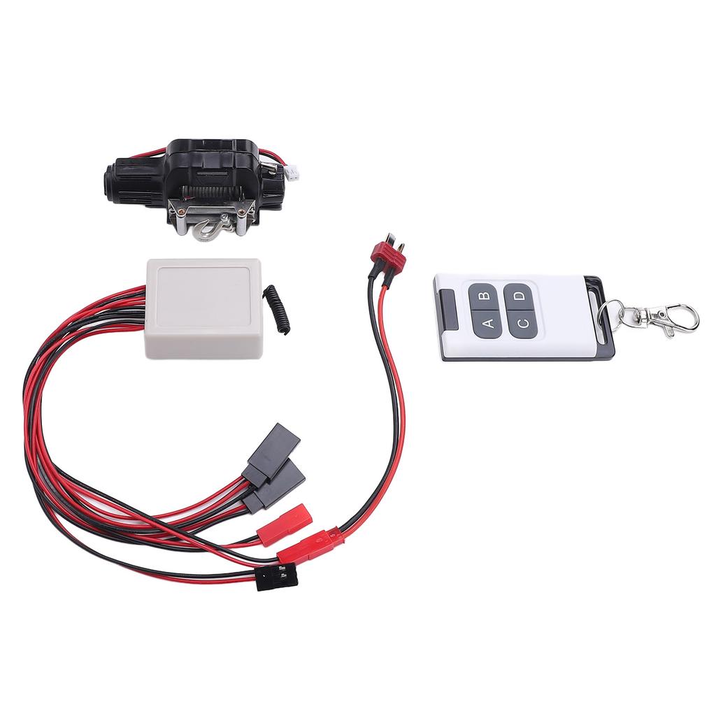 RC Car Winch Simulated 1 10 Scale RC Model Crawler Car Metal Winch with Connecting Line and Remote Controller for Axial