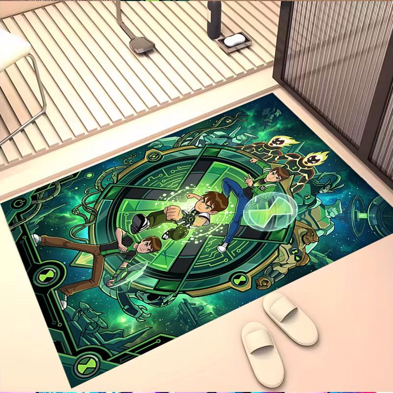 Ben 10 Cartoon Print Rug, Washable Floor Carpet, For Entryway Dorm Laundry Room Office Study, Home Decor Birthday Christmas Gift